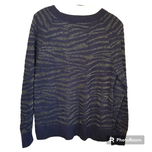💥LAST CHANCE 💥 STELLA & DOT YOU DO YOU Navy & Black Metallic Zebra Print Knit - Picture 3 of 4